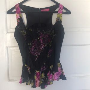 Betsey Johnson silk floral corset, 10